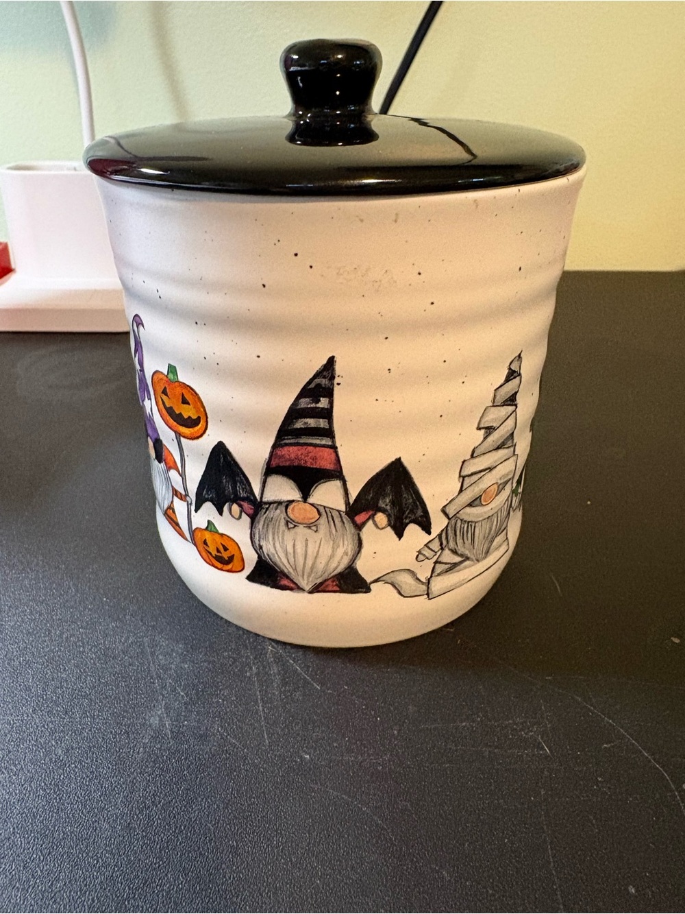 Cobwebs & Cauldrons Ceramic Canister - Speckled Cream Finish